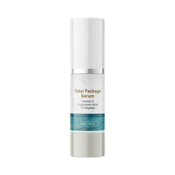 Total Package Serum 30 mL bottle showing the featured ingredients